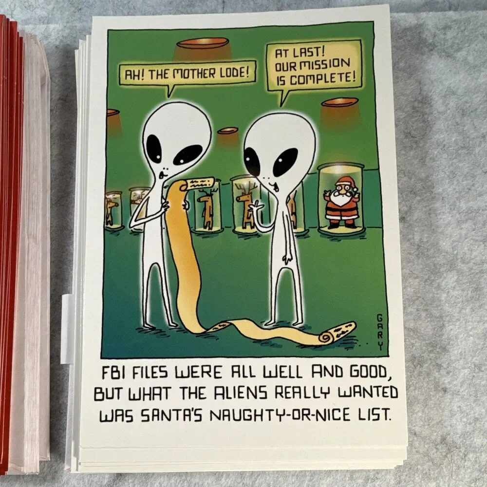 Vintage 1990’s Shoebox Christmas Greeting Cards 15 of X-Files & 9 of The Grays
